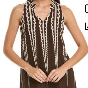 CAbi Chocolate and Ivory Blouse